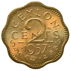 Srí Lanka (Ceylon), 2 cents 1957, sbírkový