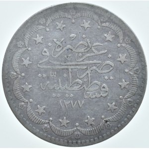 Turecko, Abdul Aziz 1861-1876, 20 kurush 1277/4, KM#693