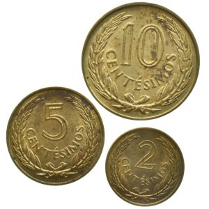 Uruguay, 10 centesimos 1960, 5 centesimos 1960, 2 centesimos1960, 3 ks