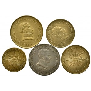 Uruguay, 5 pesos 1969, 2 pesos 1994, 1 peso 1969, 1998, 10 centimos 1953, 5 ks