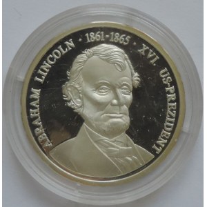 USA, Ag 999, 30mm/8,4g, medaile prezidenti, A.Lincoln, kapsle