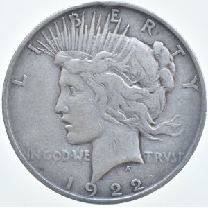 USA, Dolar 1922 - mírový, Denver, KM.150, Ag 900