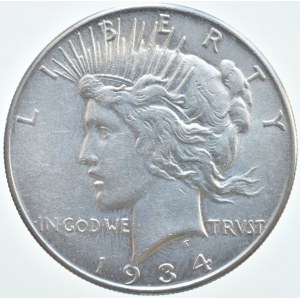 USA, Dolar 1934 - mírový, Philadelphia, KM.150, Ag 900