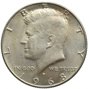 USA, 1/2 dolar 1968 D, Ag, zc.nep.rysky