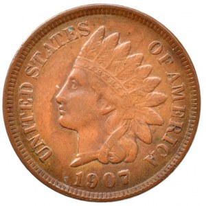 USA, 1 cent 1907, Indián, KM# 90a