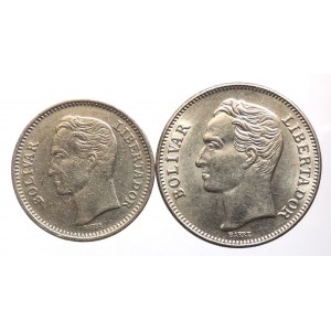 Venezuela - republika, 1830 -, 1 bolívar 1967, 50 centimos 1965 2ks