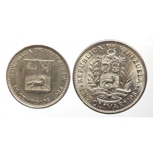 Venezuela - republika, 1830 -, 1 bolívar 1967, 50 centimos 1965 2ks