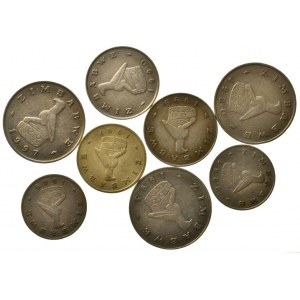 Zimbabwe republika, 2 dolars 1997, 1 dolar 1980, 1993, 1997, 50 cents 1990, 1995, 20 cents 1988, 1989, 8 ks