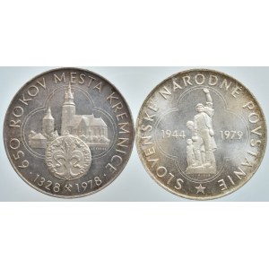 Fodor I.C. 1978, 650 let města Kremnica, 38mm bronz postříbřený + SNP 1944-79, Bz, postř., 2 ks