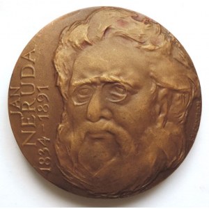 Kolářský, Z. (1991), patinovaný bronz 60mm, Jan Neruda 1834-1891/Památník Národního písemnictví