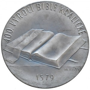 Kužel M. - 400. výročí bible Kralické, 60mm, postříbřený Br, orig.etue