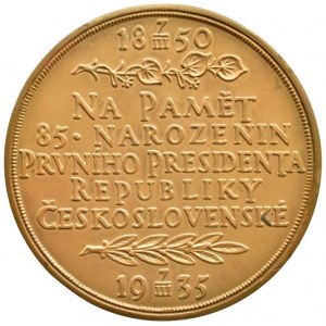 Španiel O. - na 85.narozeniny 1935 - poprsí zprava, opis / 7-řádkový nápis, ratolesti, Sign., patinovaný bronz 60 mm