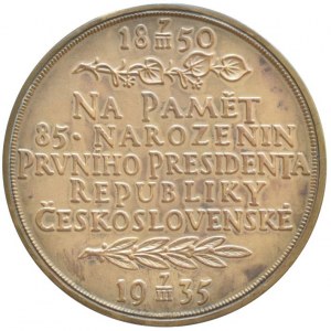 Španiel.O.-TGM, medaile k 85. narozeninám 1935, sign., Bronz 60mm, orig.etue