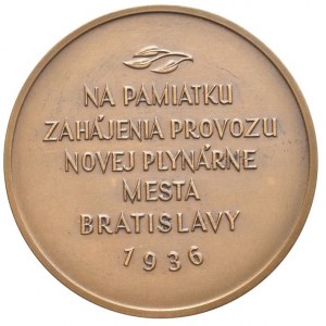 Bratislava 1936, Na zahájení provozu plynárny města, Br 60 mm, orig.etue