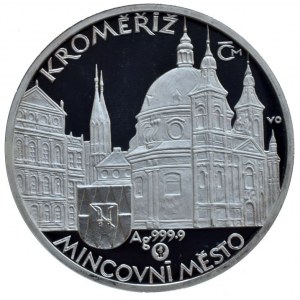 Kroměříž -AR medaile 20 Kč ze sady mincí 1998 - Mincovní město Kroměříž, Ag 0,999, 26 mm, kapsle