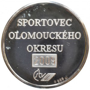 Olomouc - Sportovec olomouckého okresu 2009, znaky měst Olomouc, Uničov, Šternberk, Litovel, Velká Bystřice, Moravský Beroun, 35mm, punc Ag999, 15.06g, dr.škr., kapsle