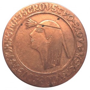 Cu 50mm jednostranná, Majstrovstvo Slovenska v účesovej tvorbe, ženská hlava s egyptským účesem doleva