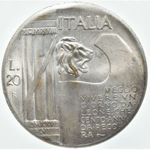 Itálie, medaile 1943-Mussolini MCMXLIII, podobná jako 20 lira 1928