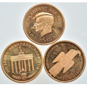 Německo, 3x medaile 30mm, 3 ks