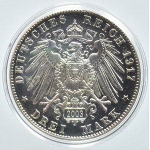 Německo - medaile- 3 marka 1917/2003, kapsle