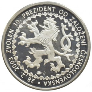 V.Klaus, 10. prezident, 28.3.2003, číslování 33 v ploše, punc, Ag, 7.1g, 33mm, R