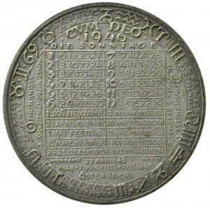 Rakousko, kalendářní medaile 1946, Al, 40mm, flíčky
