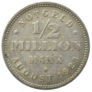 Hamburg, 1/2 milionu marek 1923, Al, 28mm