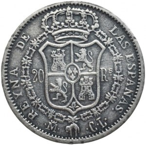 Španělsko, Isabela, 20 Rs. 1837, kopie, sběratelská ražba