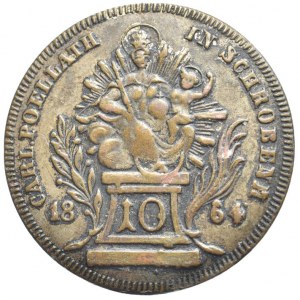 Cu knoflík, 10 krejcar 1864 madona