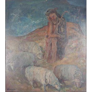 Edmund Czarnecki (1906-1990), Chrystus Frasobliwy z owcami, 1946 r.