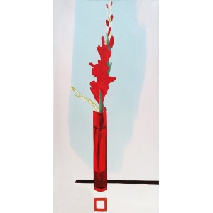 Magdalena Kazimierska Czerwony mieczyk,czerwony wazon