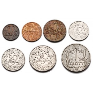 Zestaw 7 monet z lat 1923-39