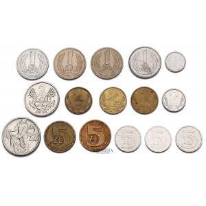 Zestaw 16 monet złotowych z lat 1949-1990