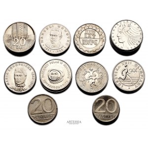 Zestaw 22 monet 20 złotych z lat 1973-1989