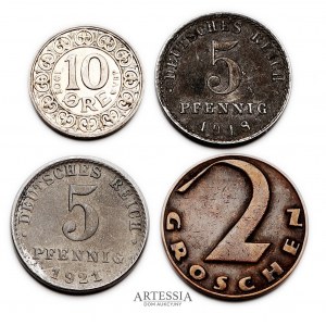 Zestaw różnych monet 1907-1925