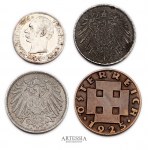 Zestaw różnych monet 1907-1925