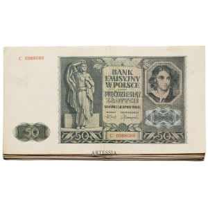 Zestaw 7 sztuk 50 złotych 1941, serie C-E