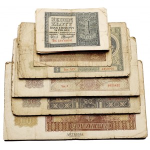 Zestaw 38 banknotów z lat 1940-1941