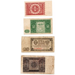 Zestaw 4 banknotów z lat 1946-48