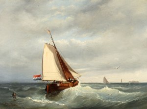 Johan Coenraad LEICH (1823-1890), Żeglując po wzburzonym morzu