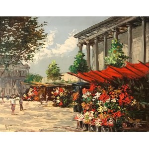 Robert GIOVANI (XIX/XX w.), Targ kwiatowy przy La Madeleine