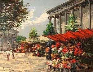 Robert GIOVANI [XIX/XX w.], Targ kwiatowy przy La Madeleine