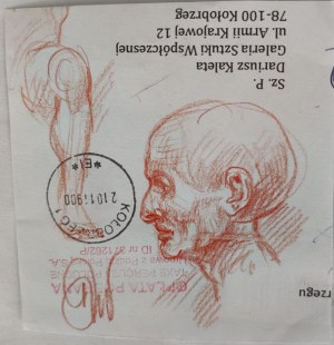 Dariusz KALETA (ur. 1960), Szkic głowy na kopercie