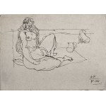 Kazimierz PODSADECKI (1904 - 1970), Naga siedząca kobieta i pies, 1968