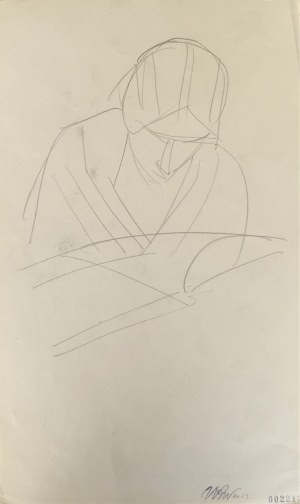Wojciech WEISS (1875-1950), Szkice stołu na odwrocie człowiek czytający książkę