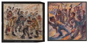 Michał GAWLAK (1906-1971), Zestaw dwóch rysunków: A. Bunt robotników r. 1939, 1944 B. Hej, do boju, 1944-1945