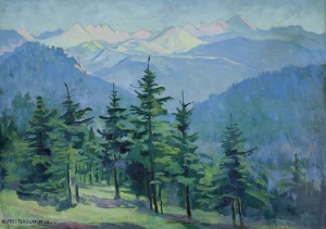 Terlecki Alfred, WIDOK Z ANTAŁÓWKI NA POLSKIE TATRY, 1958