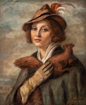 Roman Kramsztyk, DAMA Z WIEWIÓRKĄ (PORTRET MARII BRYDZIŃSKIEJ), ok. 1935 - 1936