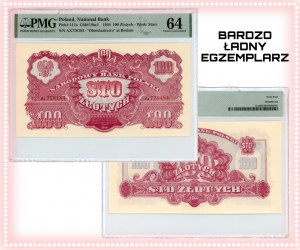 100 złotych 1944 - obowiązkowe seria Ax - PMG 64