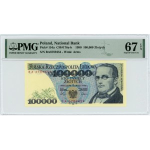 100.000 złotych 1990 - seria BA - PMG 67 EPQ